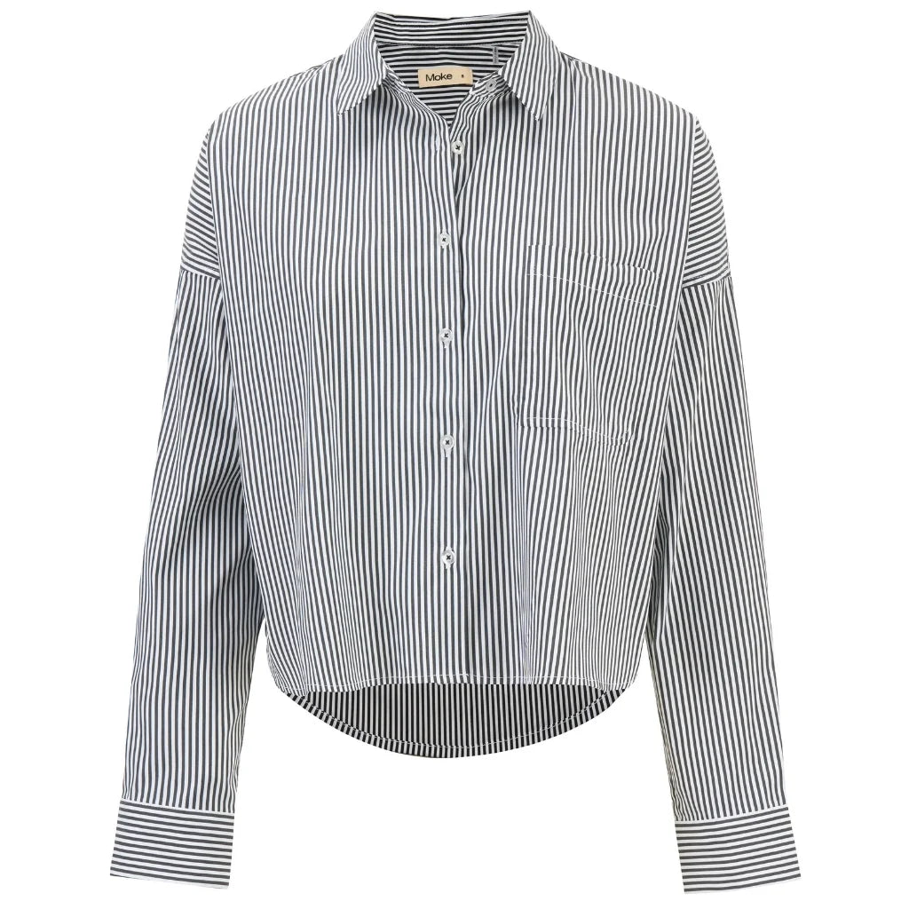 Moke Alex Cropped Shirt | Black White Stripe