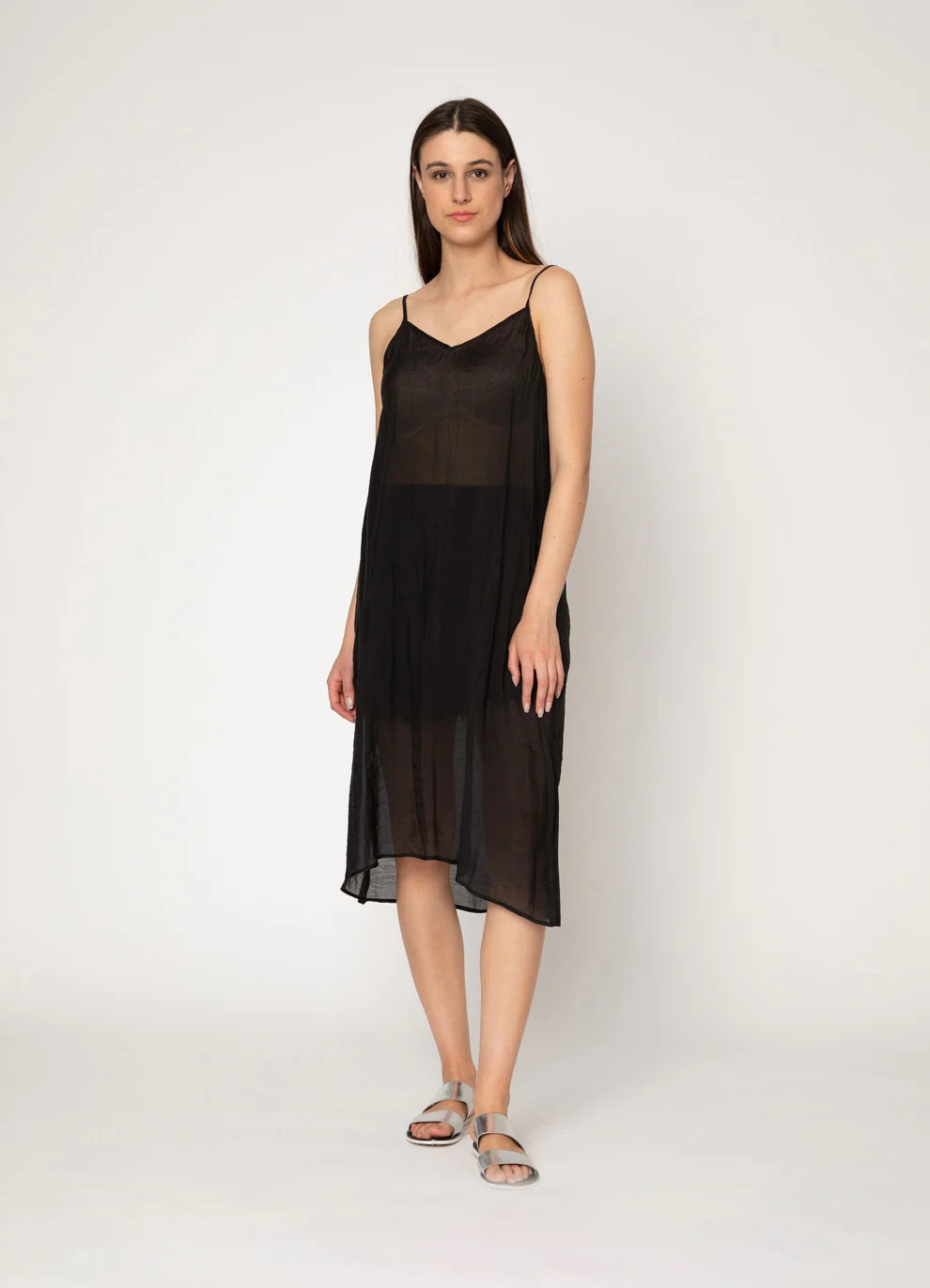 Two By Two Gladys Silk Cotton Slip | Black