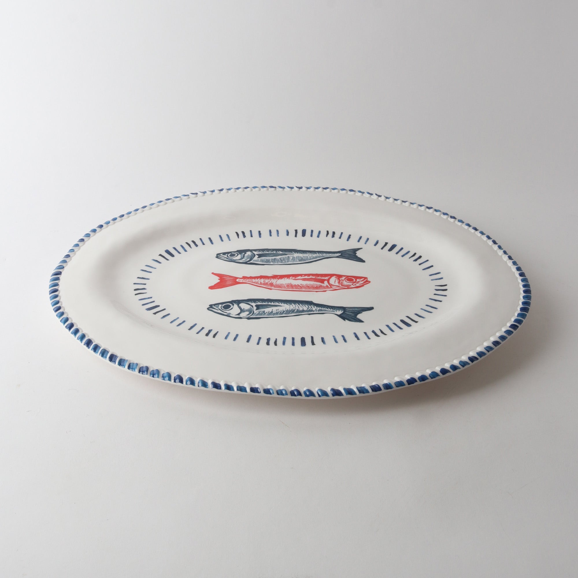 Melamine Nautical Oval Platter | Sardine 48cm