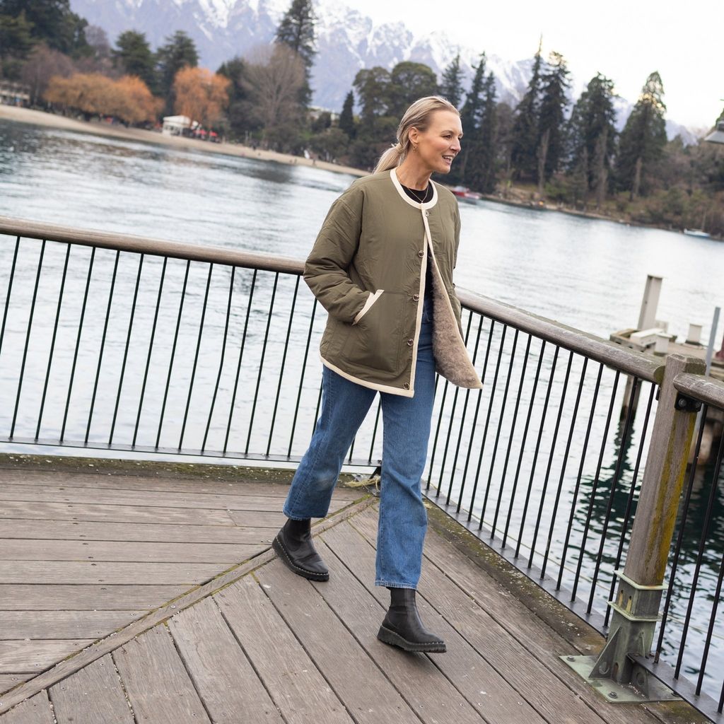 Moke Juniper Reversible Jacket | Olive Green Cream