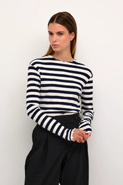Karen By Simonsen Long Sleeve Candace Top | Black White BIG Stripe