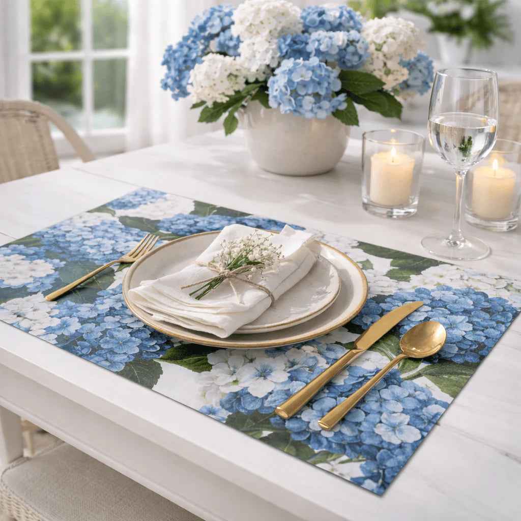 Paper Placemats | Blue Hydrangea Set Of 30