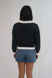 Tatano Contrast Cardi | Navy White