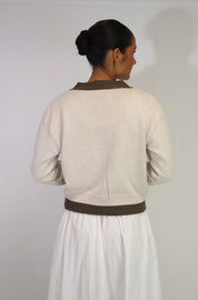 Tatano Contrast Cardi | Sand Chocolate