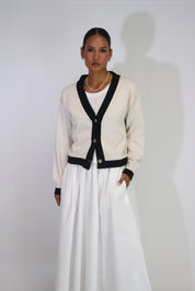 Tatano Contrast Cardi | Sand Black