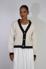 Tatano Contrast Cardi | Sand Black