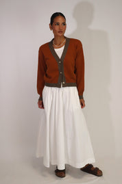 Tatano Contrast Cardi | Rust Chocolate