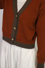 Tatano Contrast Cardi | Rust Chocolate