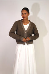 Tatano Contrast Cardi | Chocolate Mocha