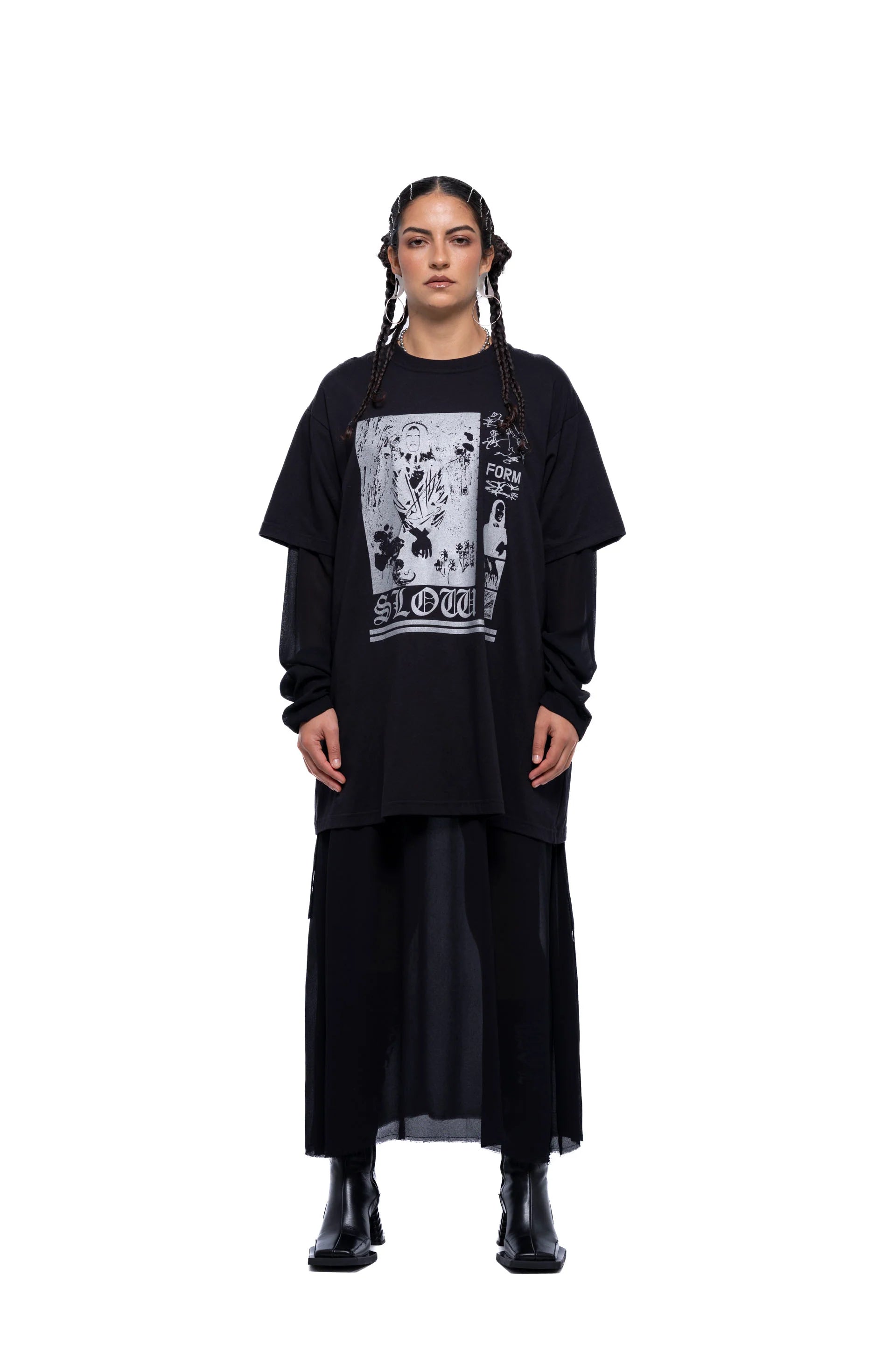 J Palm Slow Form T Shirt Dress | Black