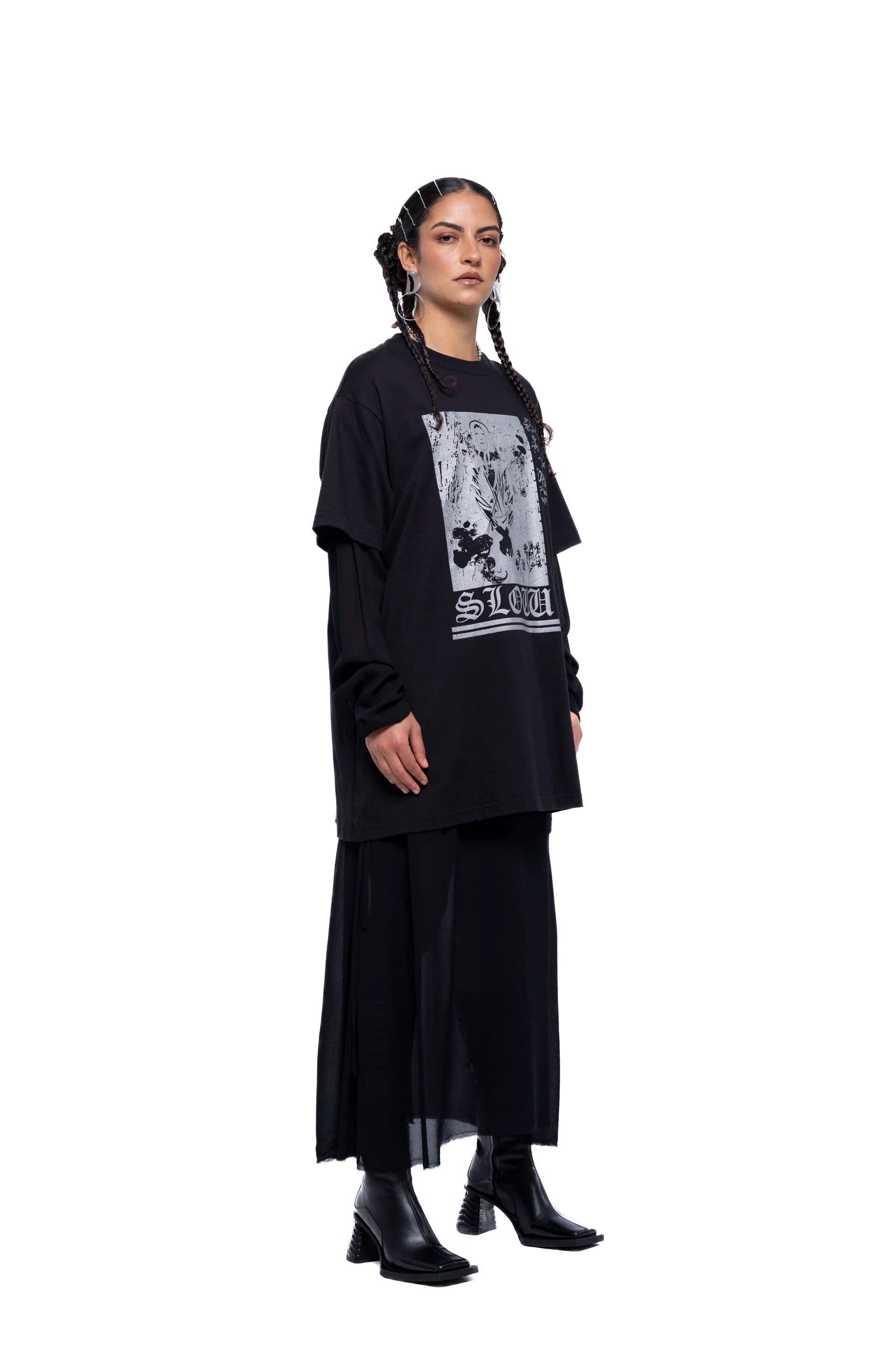 J Palm Slow Form T Shirt Dress | Black