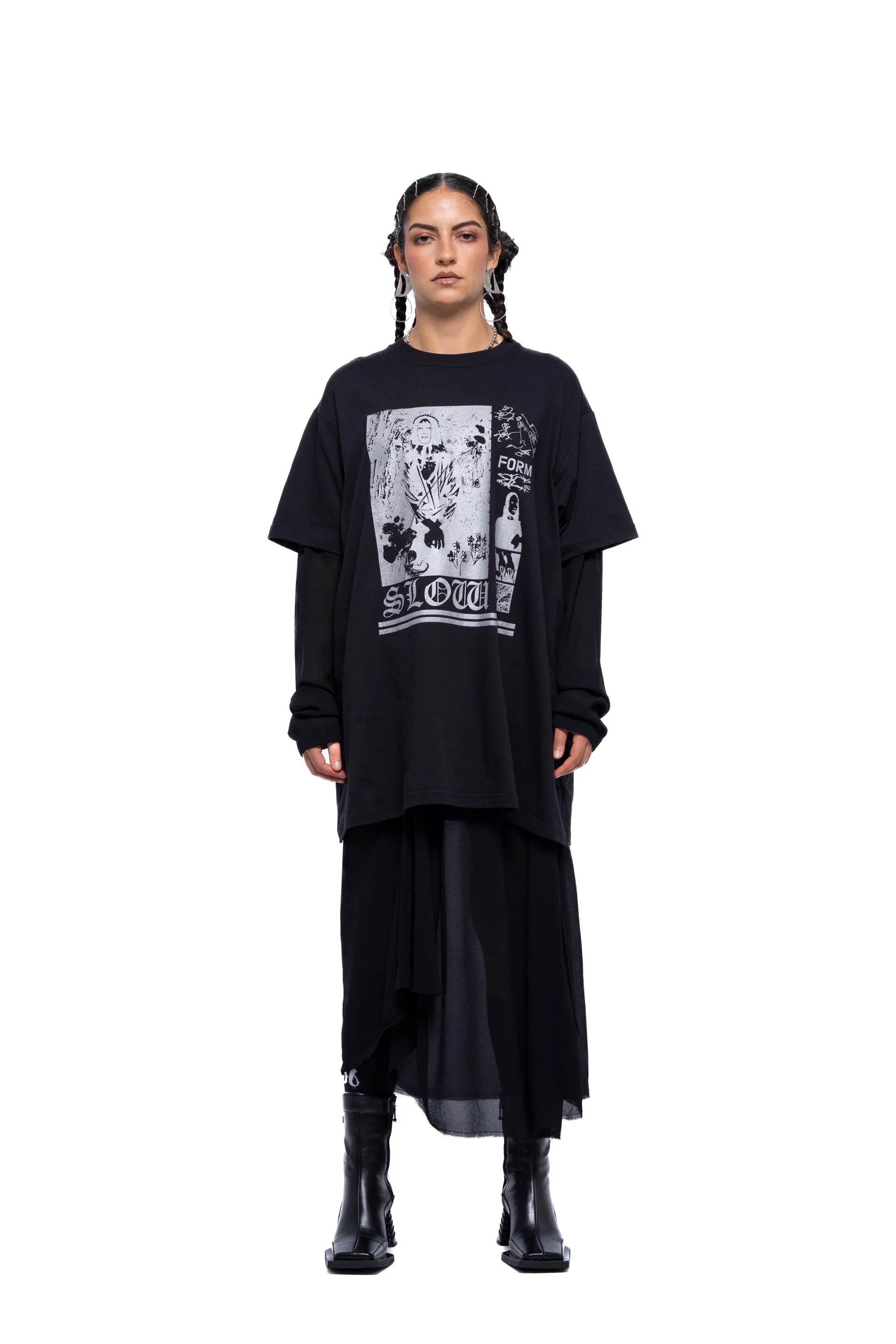 J Palm Slow Form T Shirt Dress | Black