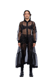 J Palm Gertrud Bomber Dress | Black Silk Organza