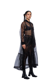 J Palm Gertrud Bomber Dress | Black Silk Organza