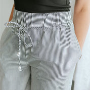 Moke Juno Womens Relaxed Pant | Black White Stripe