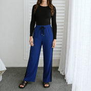 Moke Indiana Wide Leg Pant | Heritage Blue With Black Stripe