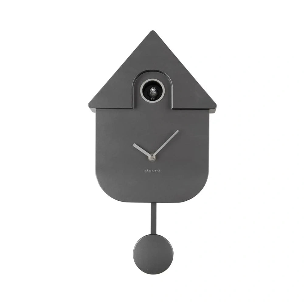 Karlsson Modern Cuckoo Clock | Metallic Dark Grey
