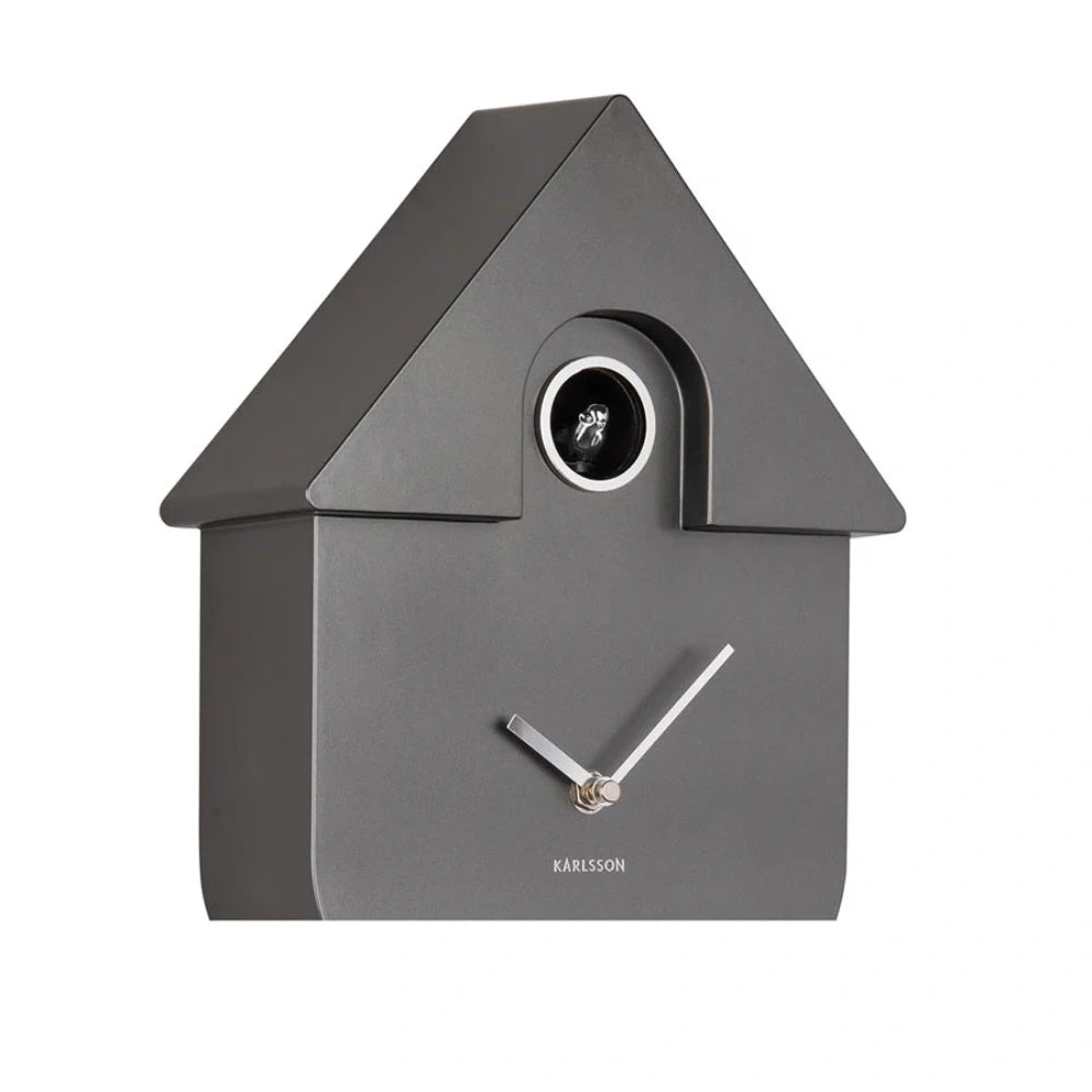 Karlsson Modern Cuckoo Clock | Metallic Dark Grey