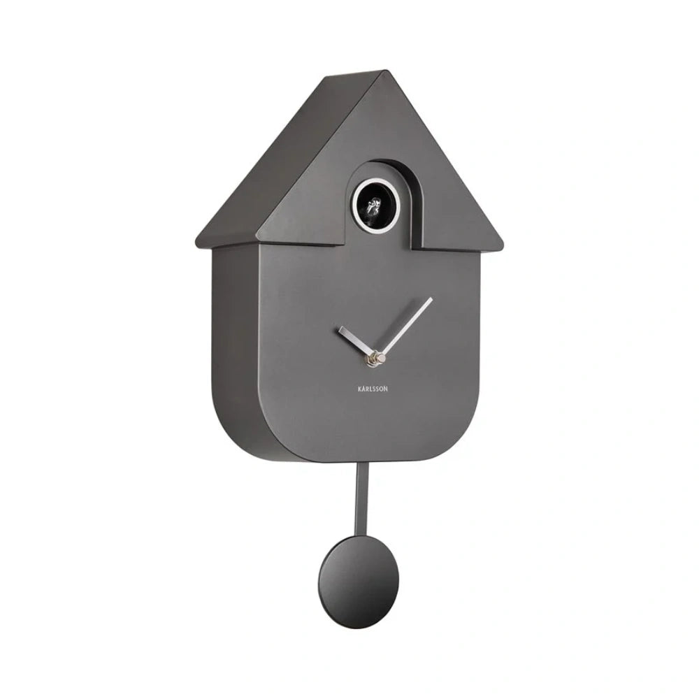 Karlsson Modern Cuckoo Clock | Metallic Dark Grey