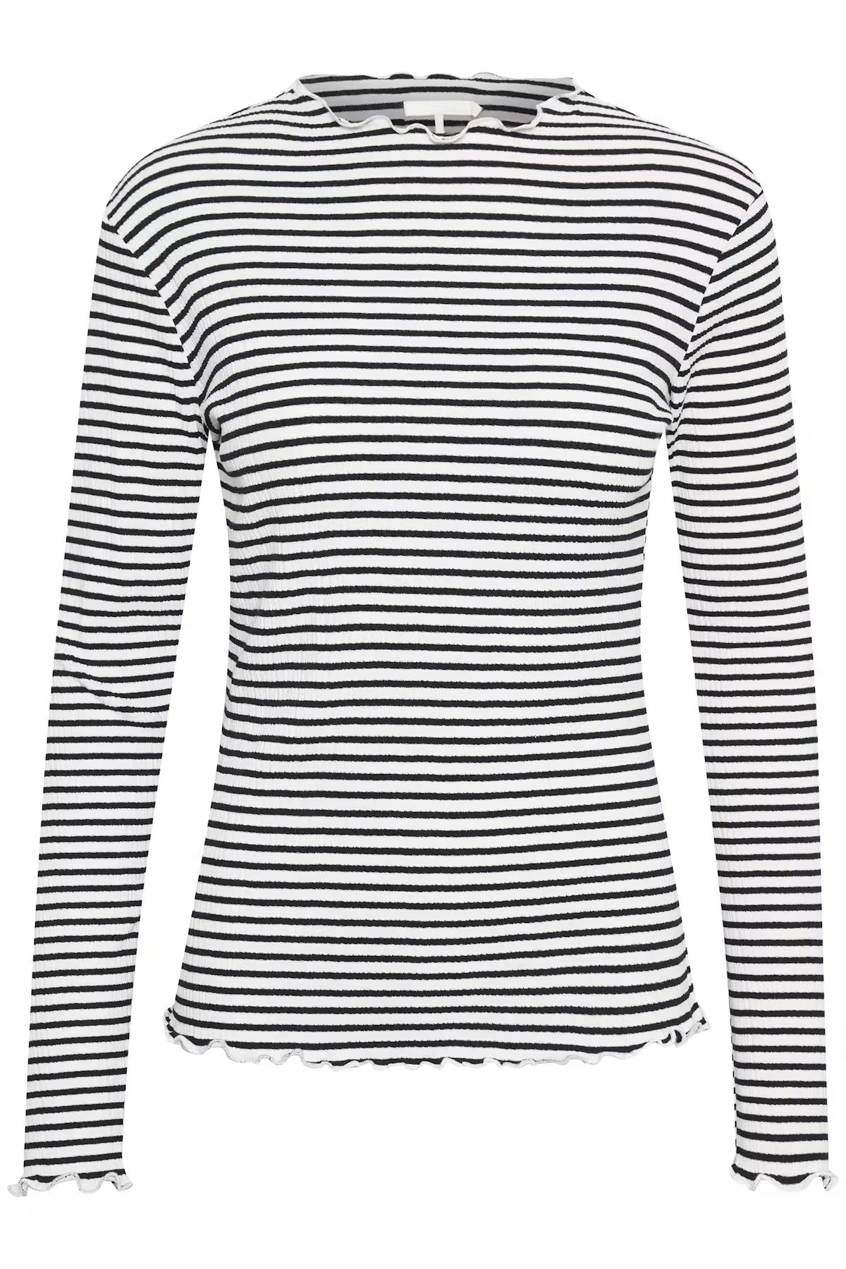 Karen By Simonsen Long Sleeve Candace Top | White  With Black Stripe