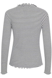 Karen By Simonsen Long Sleeve Candace Top | White  With Black Stripe