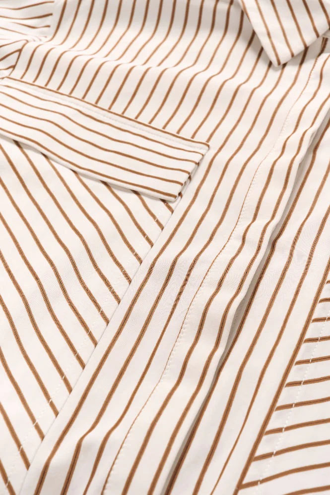 Karen By Simonsen Elmira Short Shirt | Cinnamon Stripe