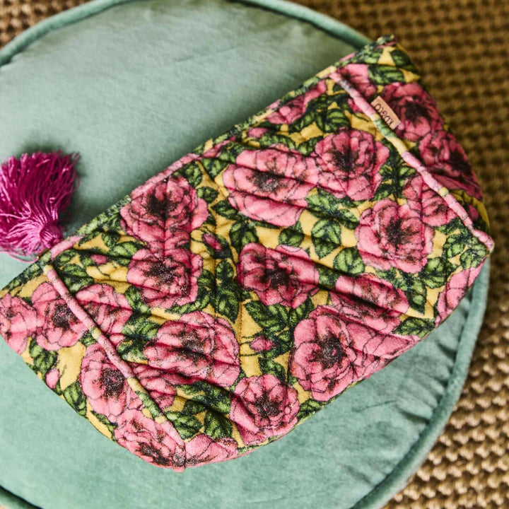 Kip & Co Golden Peony Velvet Toiletry Bag | Peony
