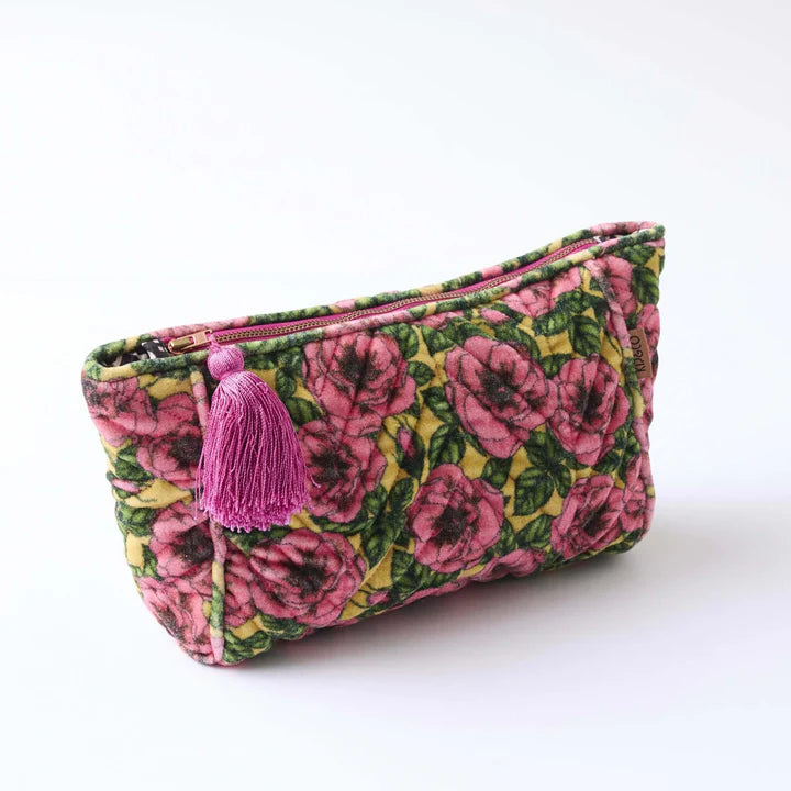 Kip & Co Golden Peony Velvet Toiletry Bag | Peony