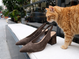 Tamara London Beyah Suede Sling Back Shoe | Chocolate