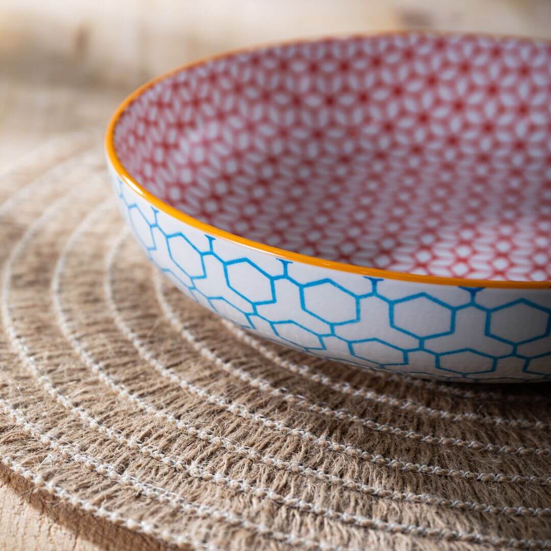 Mikasa Pasta Bowl | 21cm Geometric Blue