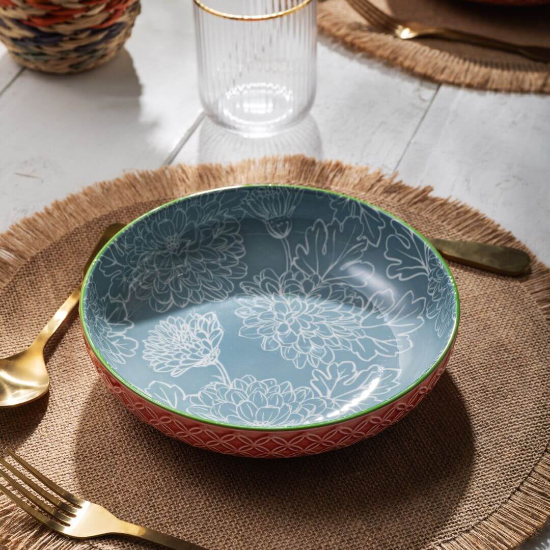 Mikasa Pasta Bowl | 21cm Leaf Print & Geometric