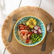 Mikasa Pasta Bowl | 21cm Yellow & Blue Geometric