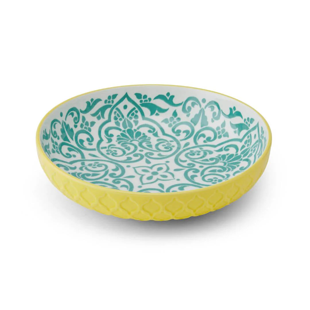 Mikasa Pasta Bowl | 21cm Yellow & Blue Geometric
