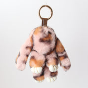 Bunny Faux Gur Keyring | Pink Brown