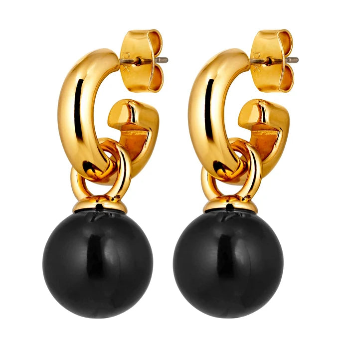 Dyrberg Kern Lona Gold Stud Earrings | Black
