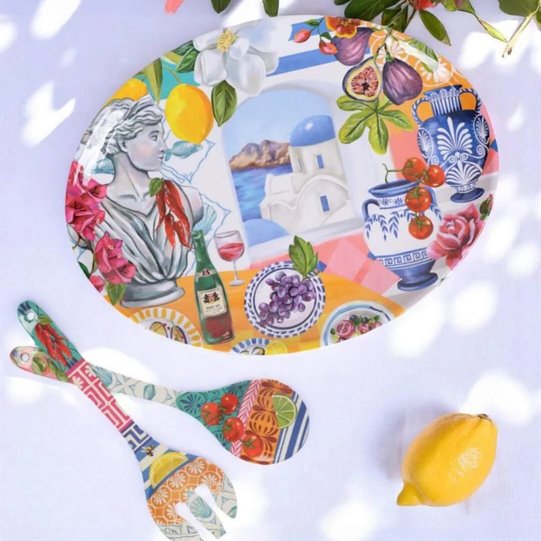 La La Land Mediterranean Summer Melamine Serving Dish | Oval