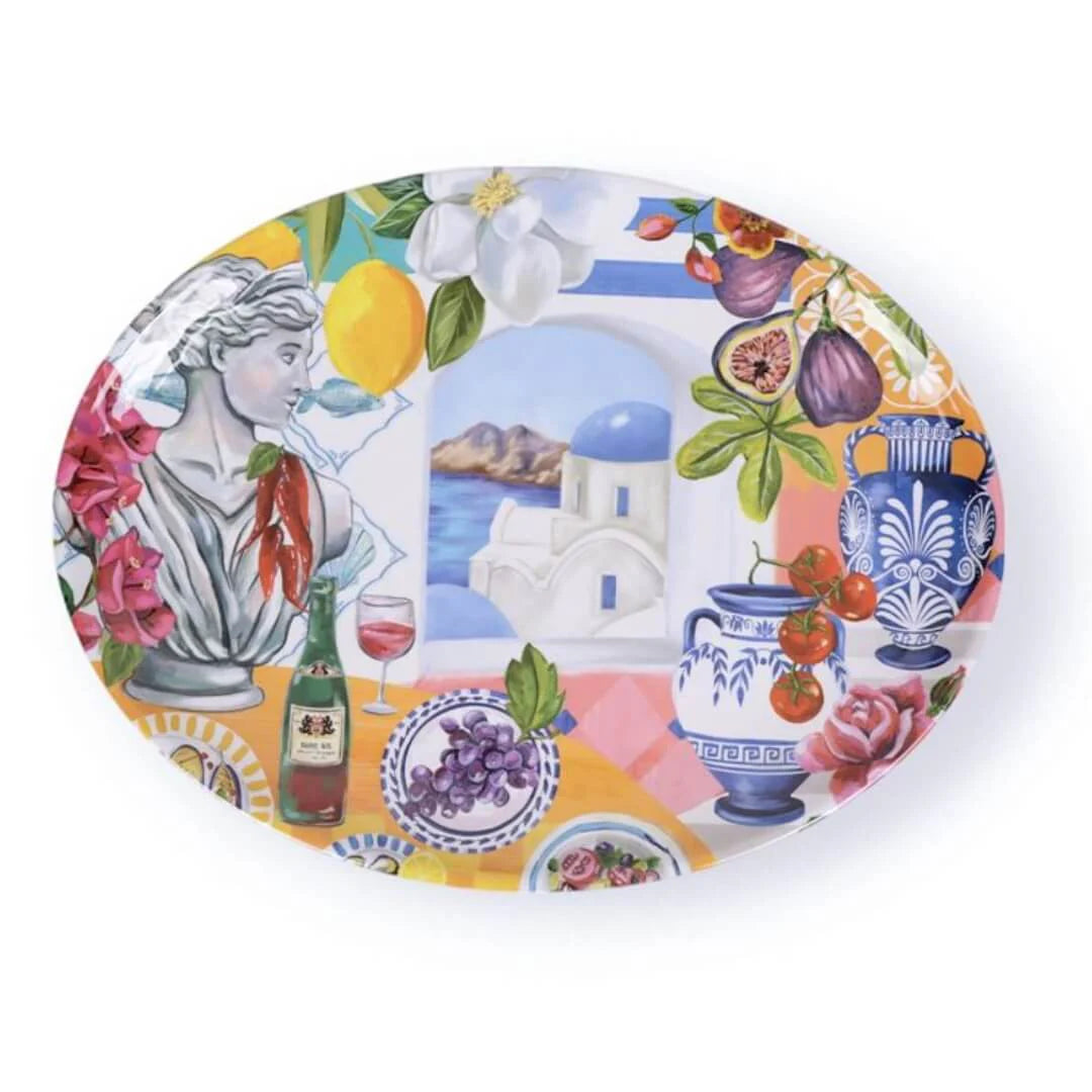 La La Land Mediterranean Summer Melamine Serving Dish | Oval