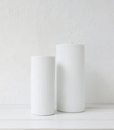 Table Lamp Cylindrical Lines | Large Matt White