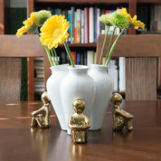 MBH Little Guy Vase Sitting White | Gold