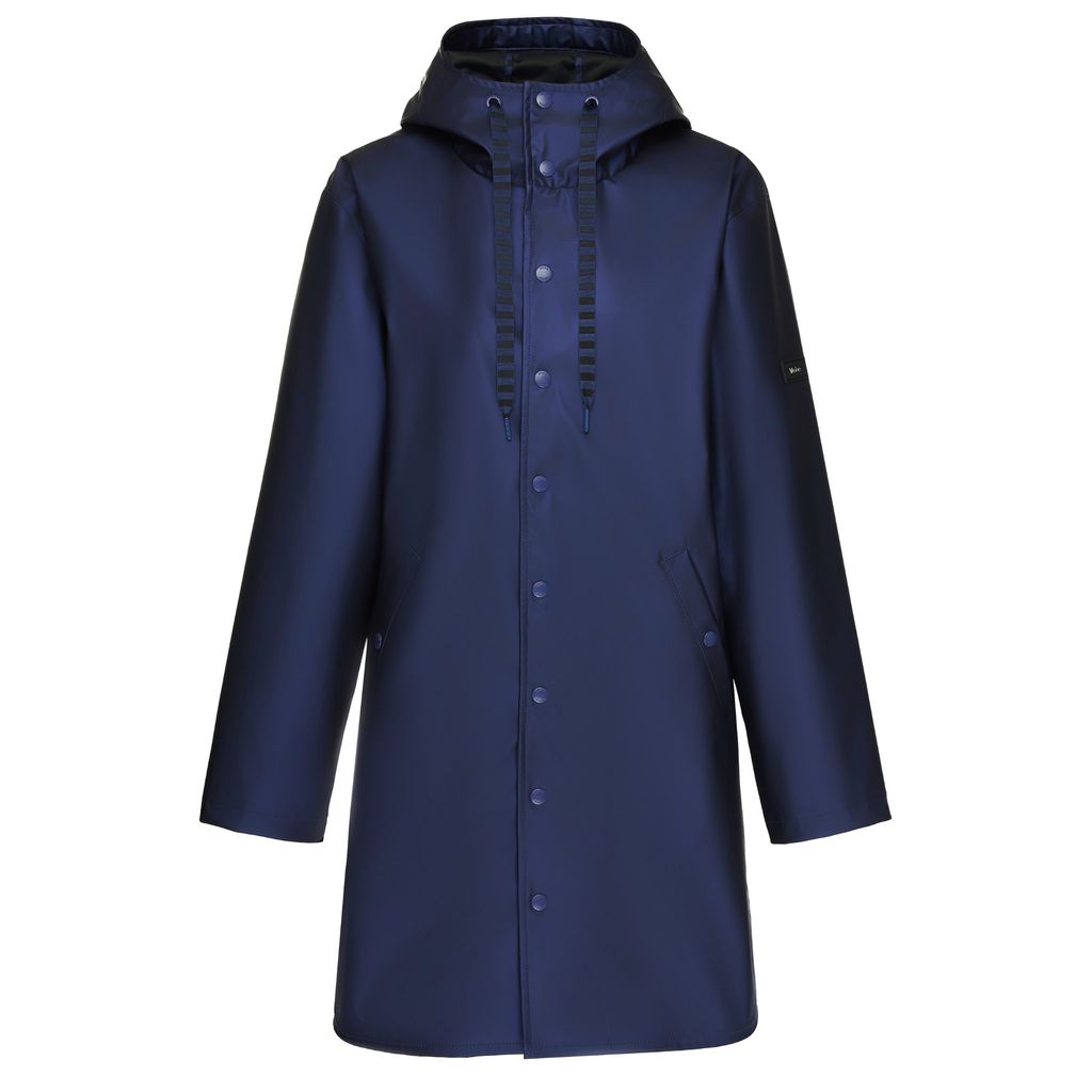 Moke Charlie Womens Rain Coat | Metallic Blue