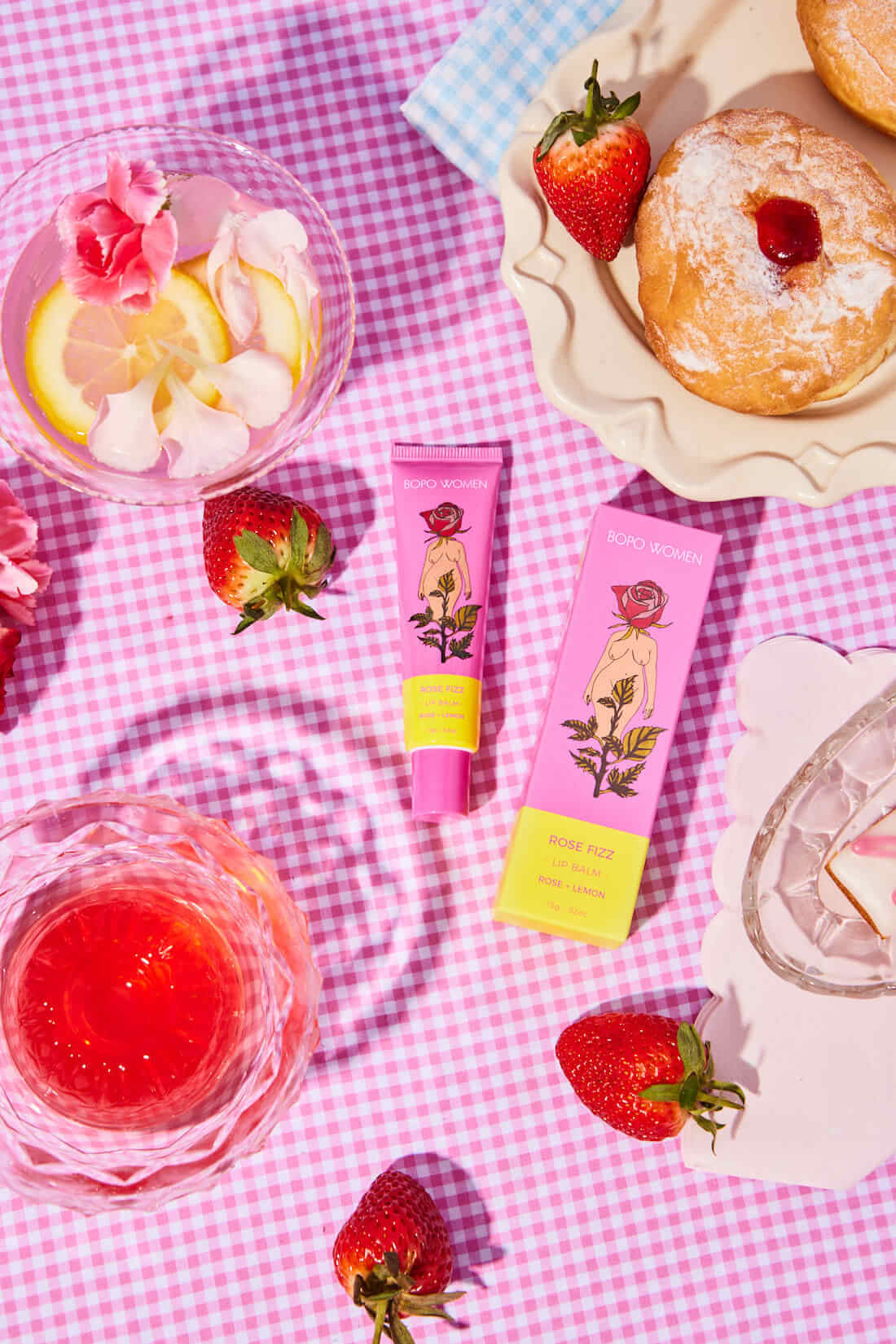 Bopo Women Rose Fizz Lip Balm | Rose & Lemon