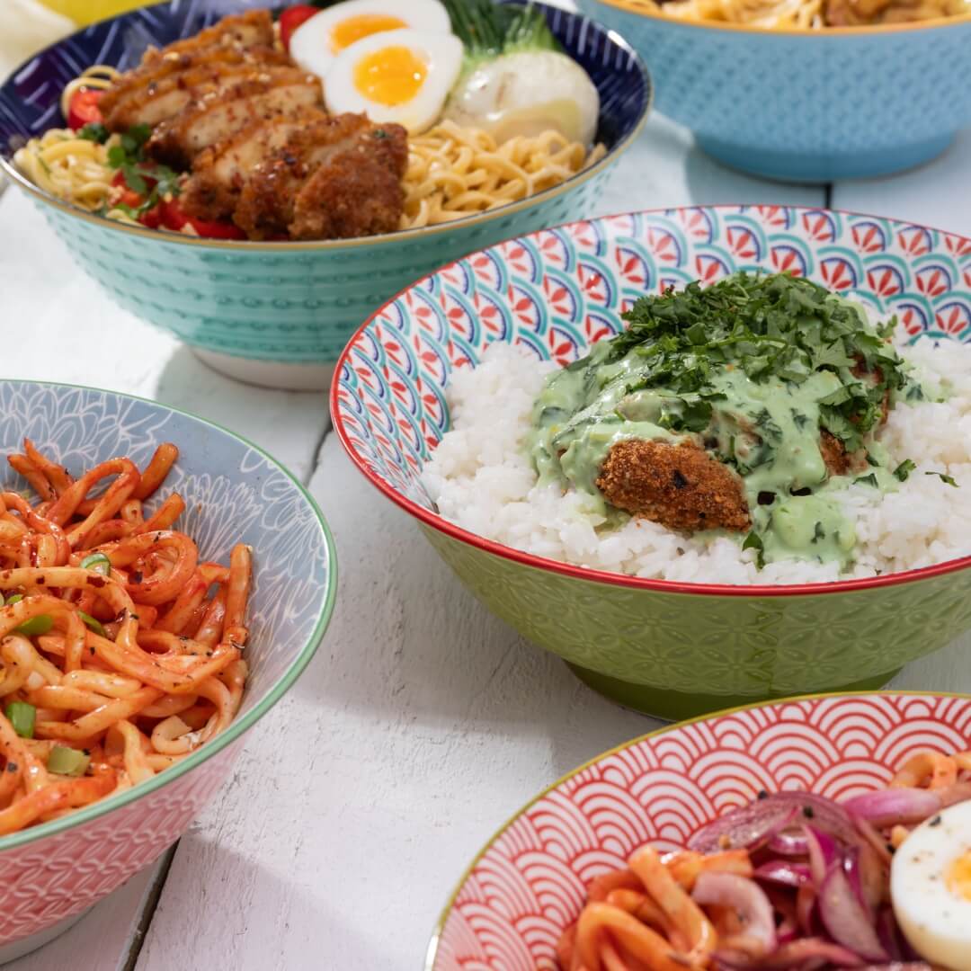 Mikasa Ramen Bowl 21cm | Green Blue Geometric