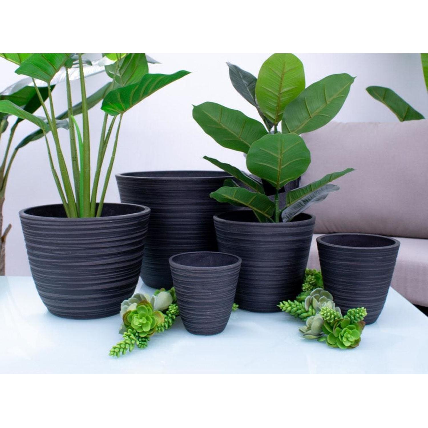 Enviro Ribbed Planter | Tapered Black 20cmH