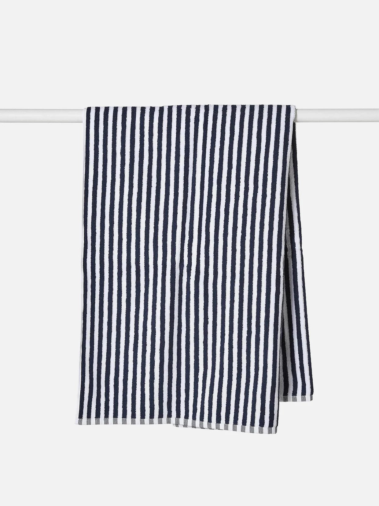 Citta Wide Stripe Cotton Bath Towel | Navy White
