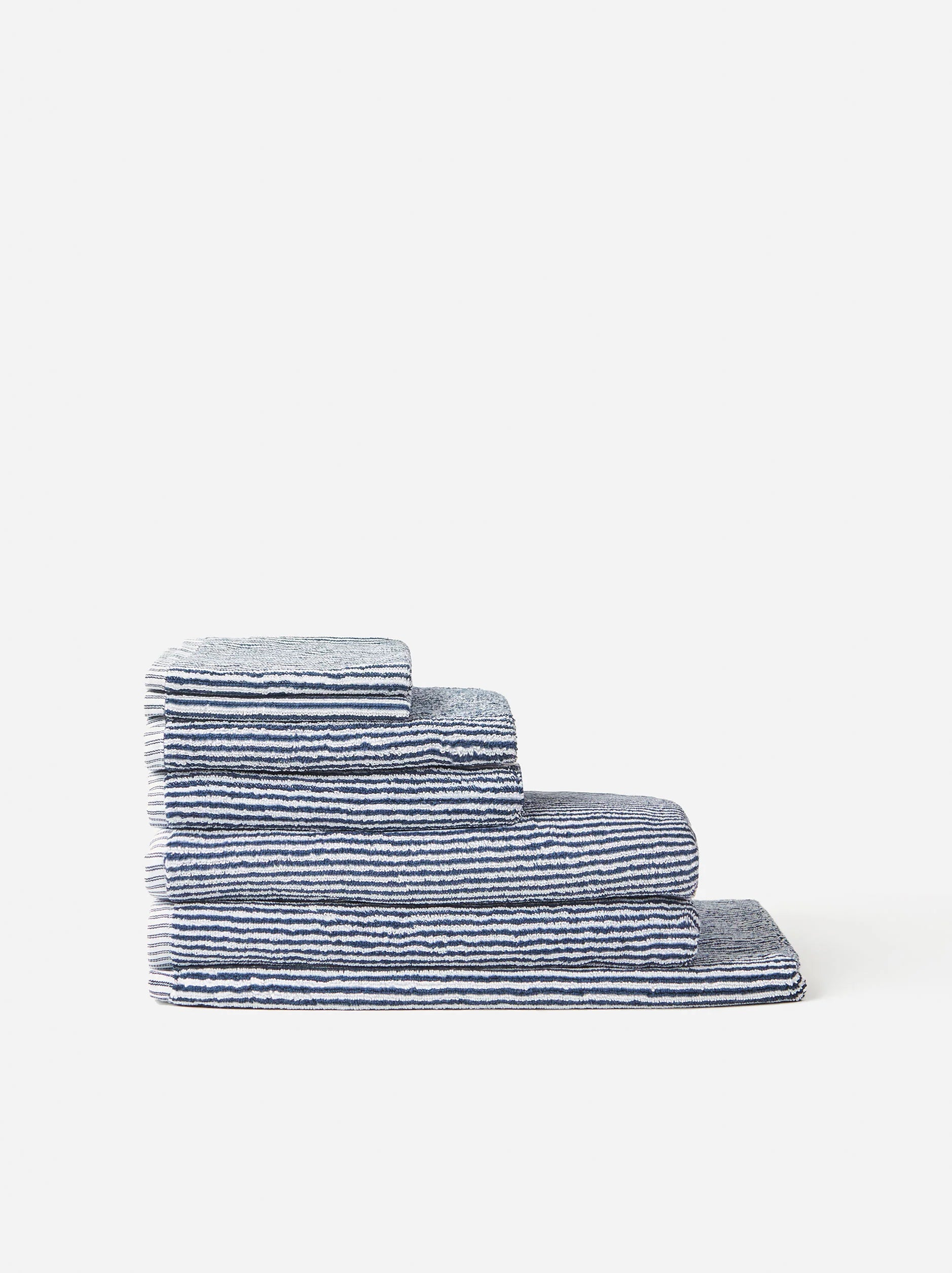 Citta Thin Stripe Cotton Face Cloth | Navy White