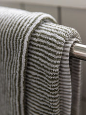 Citta Thin Stripe Cotton Bath Mat | Olive White
