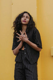 New Lands Smoking Shirt | Black Stripe