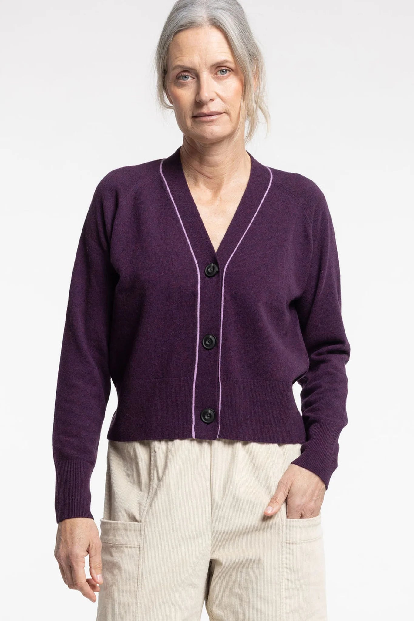 New Lands Twizel Cardigan | Plum