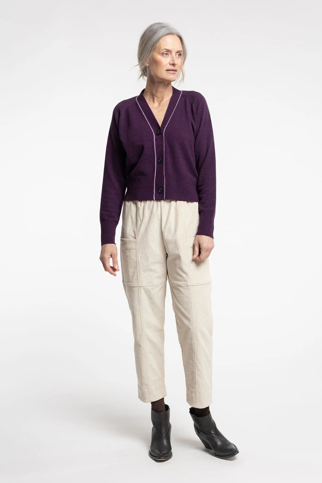 New Lands Twizel Cardigan | Plum