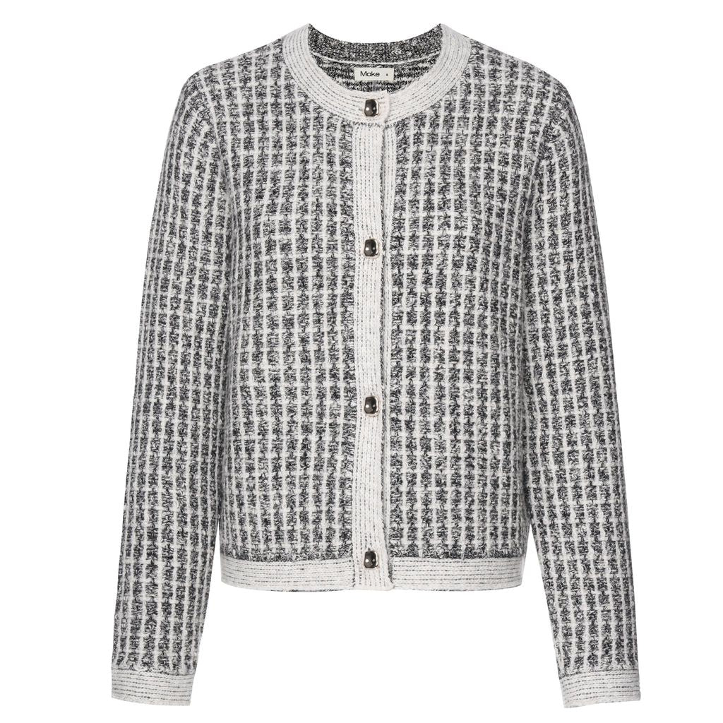 Moke Vivian Womens Cardigan | White Check